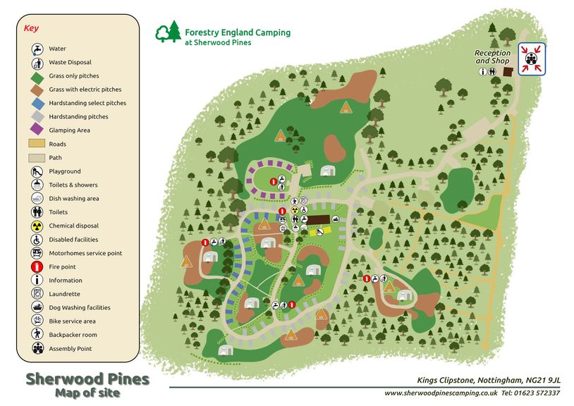 Map of site Sherwood Pines Camping